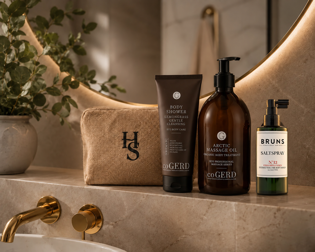 Hemmaspa.se Spa-kit – För honom med massageolja, duschprodukt, saltspray och necessär