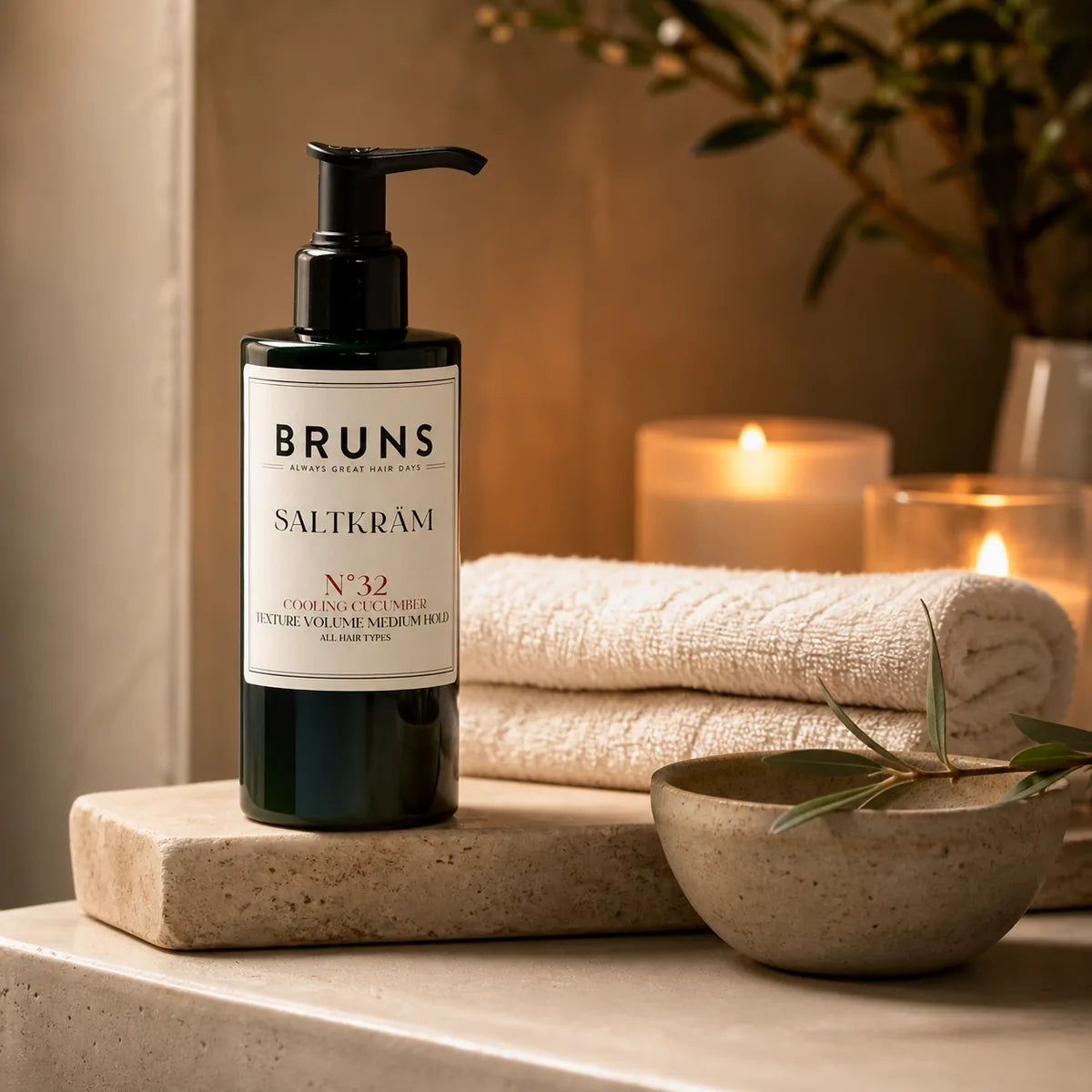 BRUNS Saltkräm N32 Cooling Cucumber 200 ml i varm hemmaspa-kvällsritual