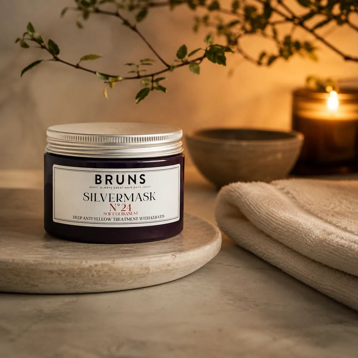 BRUNS Silvermask N24 Soft Olibanum 350 ml i varm hemmaspa-kvällsritual