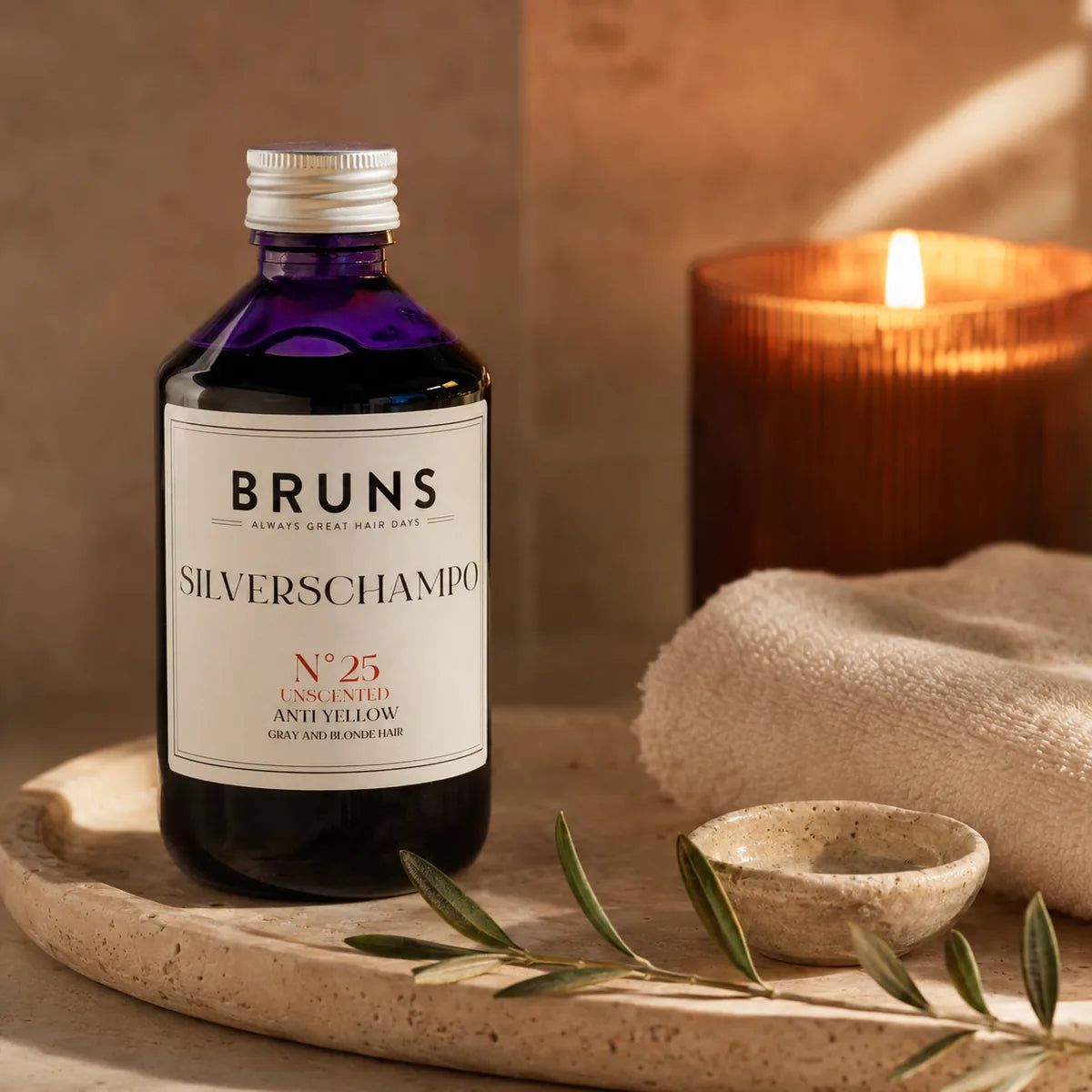 BRUNS Silverschampo N25 Unscented 300 ml i varm hemmaspa-kvällsritual