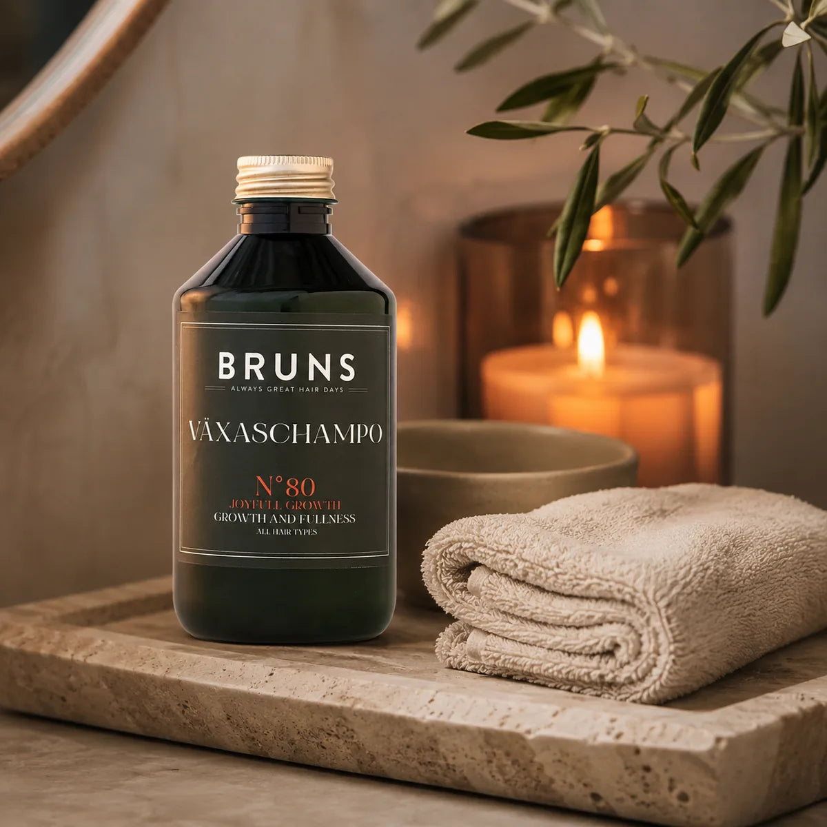 BRUNS Växaschampo N80 Lemon Mint 300 ml i varm hemmaspa-kvällsritual